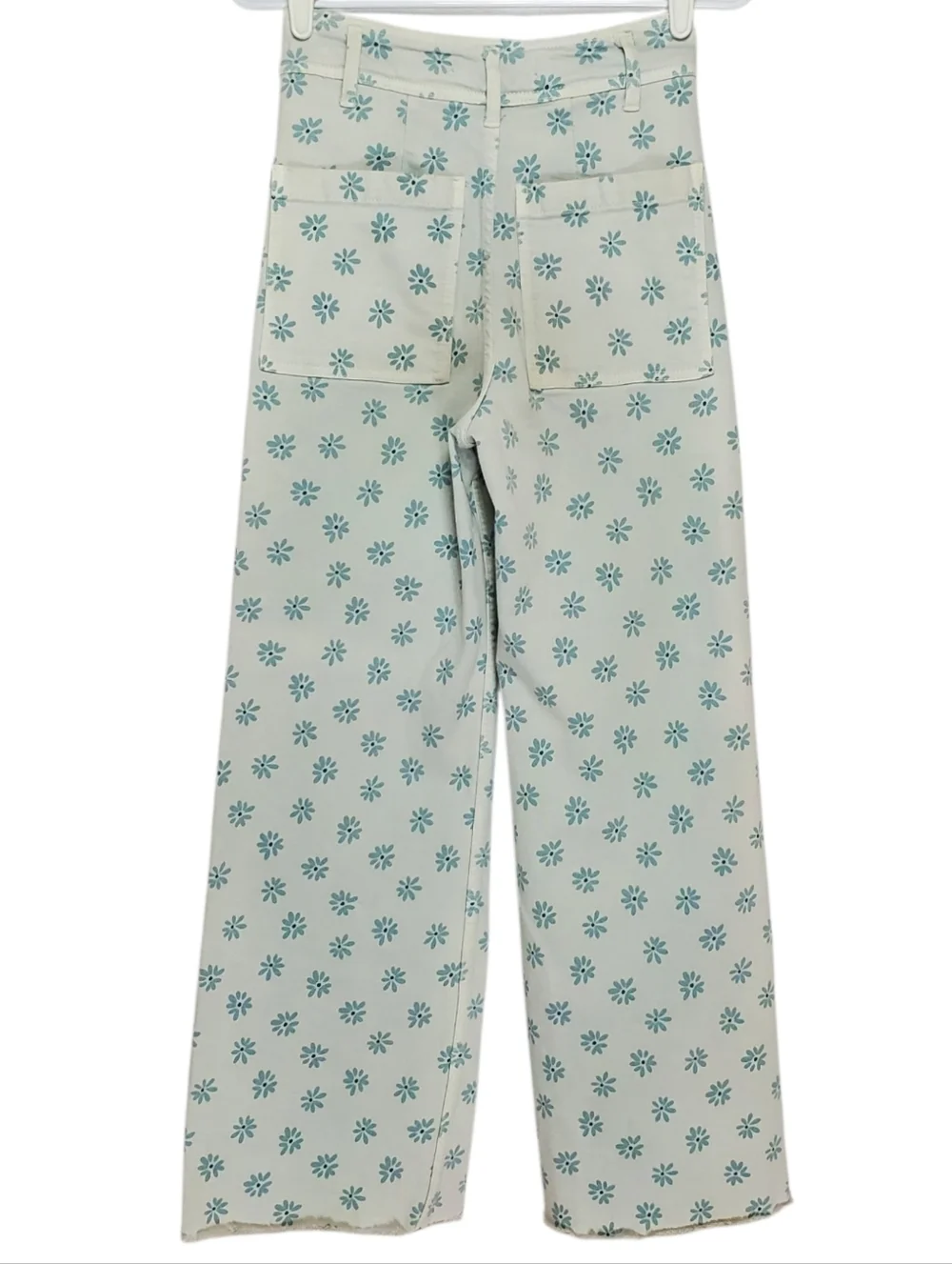 🟢7653 * Zara Marine Straight Leg Floral Daisy Print Jeans Light Wash Size 2 - Picture 2 of 12